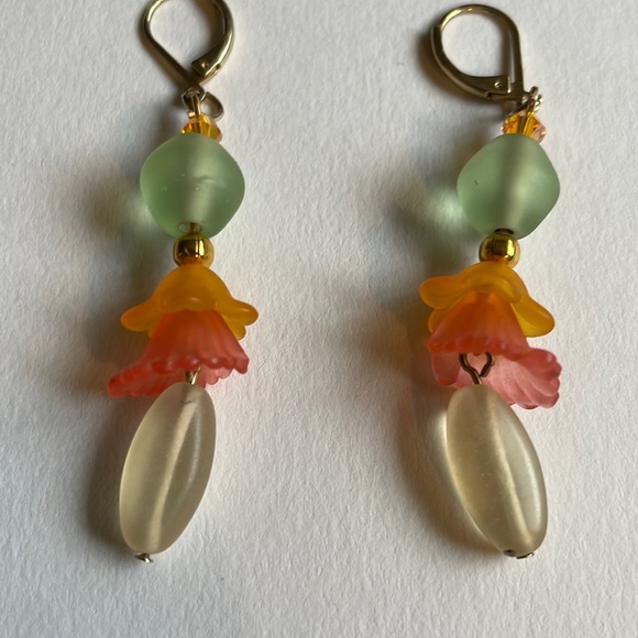 Handmade Jewelry Luminous Blooms Artisan Earrings New & Upcycled Beads - Picture 5 of 5